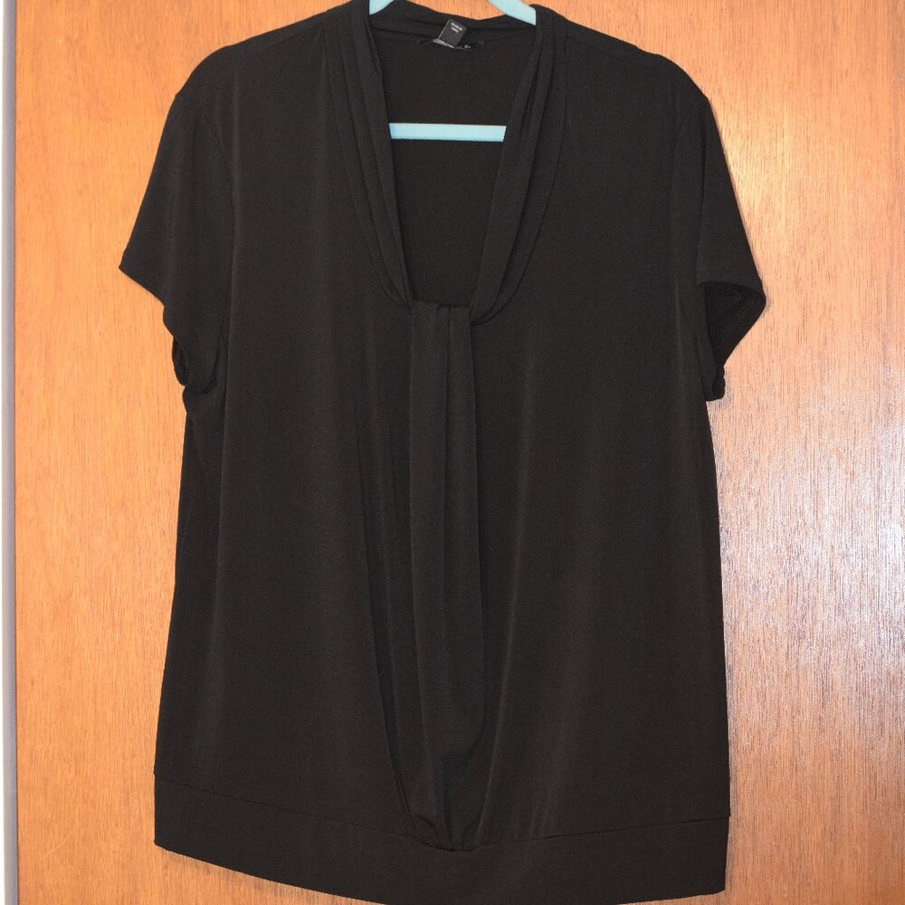 Womens Dressy Black Short Sleeve Blouse XL